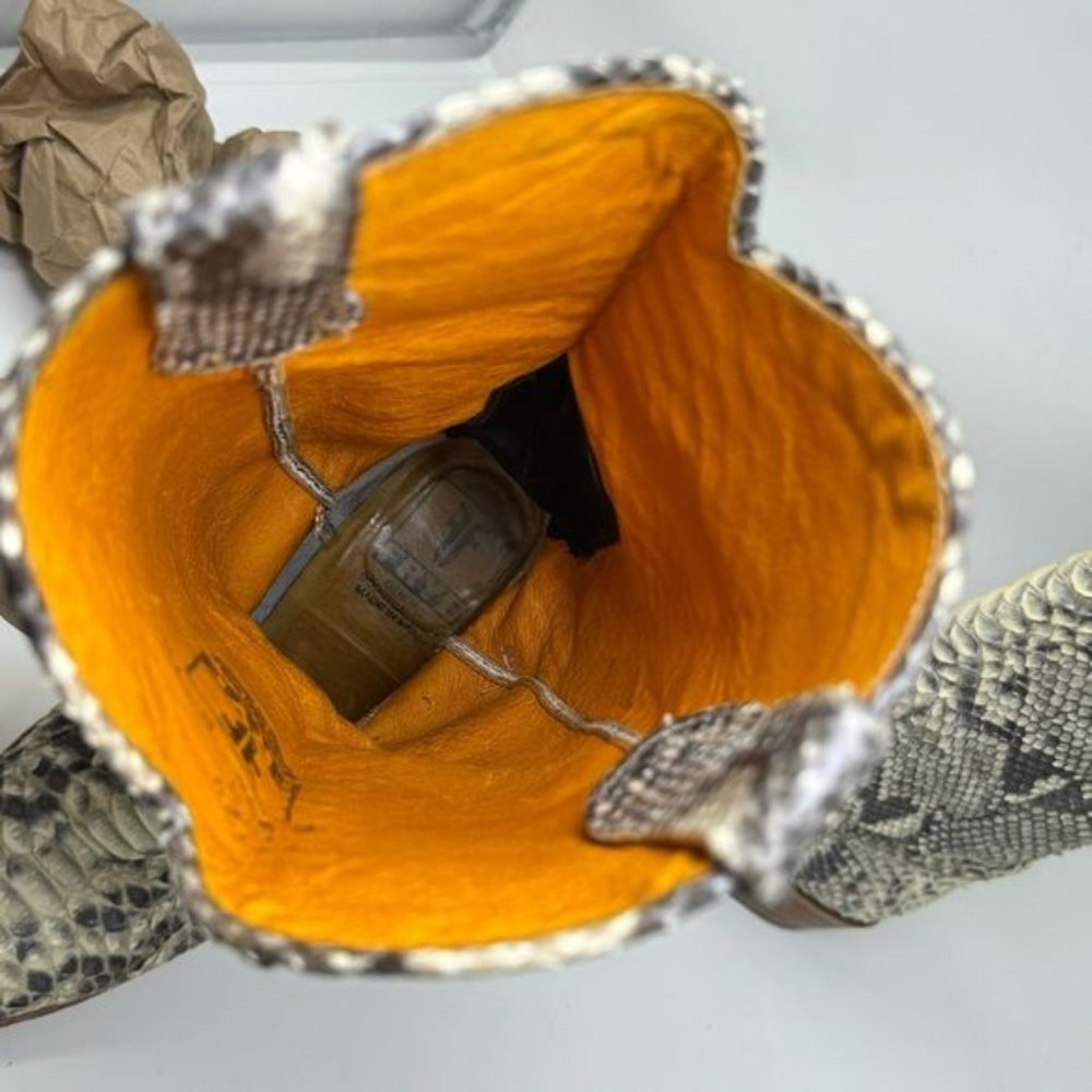 The Frye Company Deborah Pull On cowboy Boots phyton snakeskin goodyear welt 10M - Picture 16 of 16